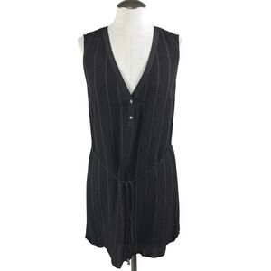 Sjobeck Malibu Women's Dress Small Black Sleeveless Mini V‎ Neck Casual Striped